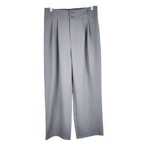 Womens Gray Halara Wide Leg Pleated Dress Pants Polyester Blend Stretch Size M